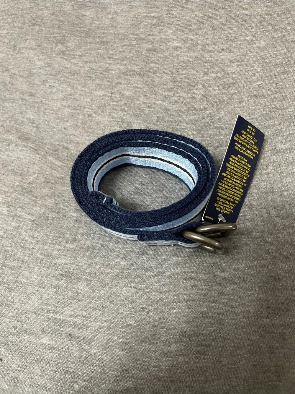 Polo by Ralph Lauren Navy and Light Blue Striped Webbing Belt NWT